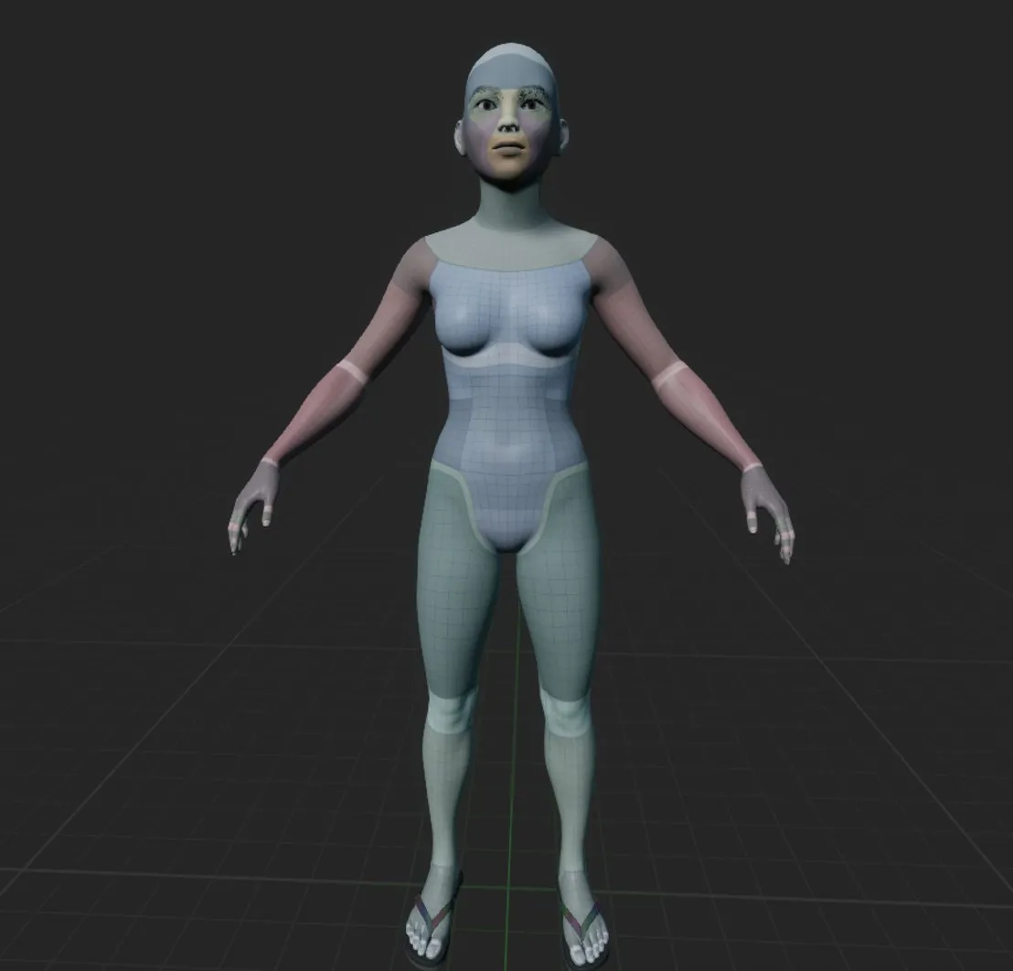A MetaHuman base model in Unreal Engine, before the costumes were added